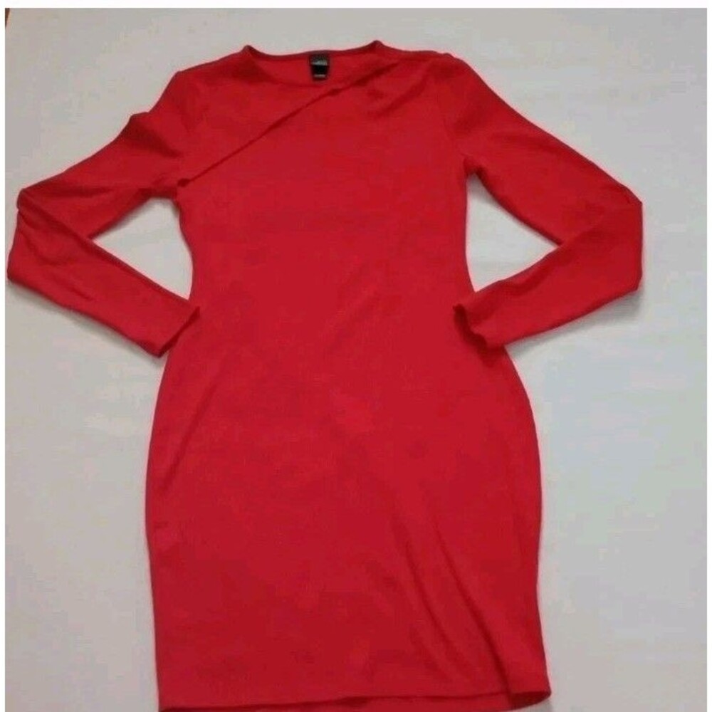Wild Fable Dress Women's Size Smal Red Long Sleeve Round Neck